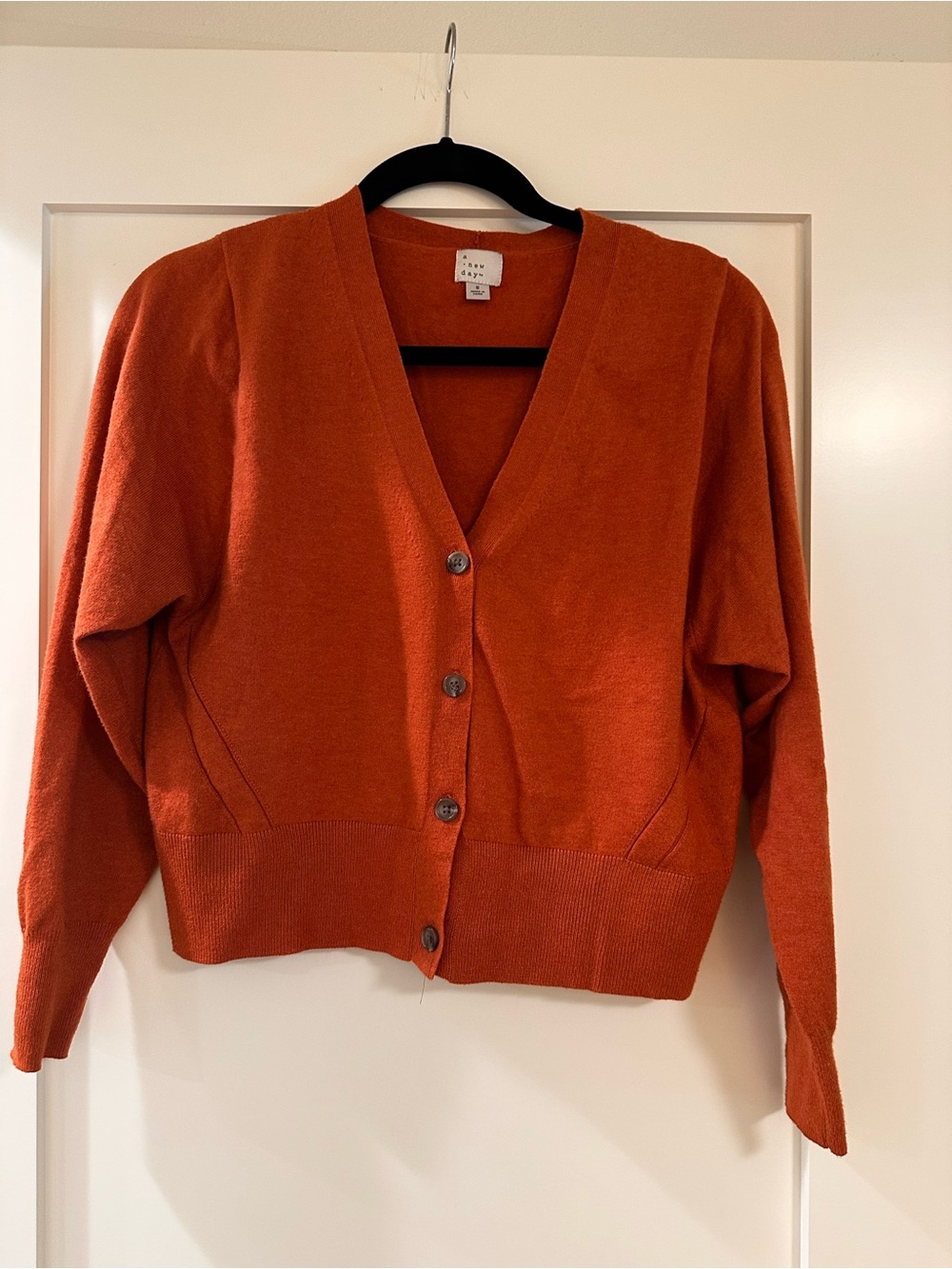 a new day burnt Orange V-Neck Button Front Cardigan